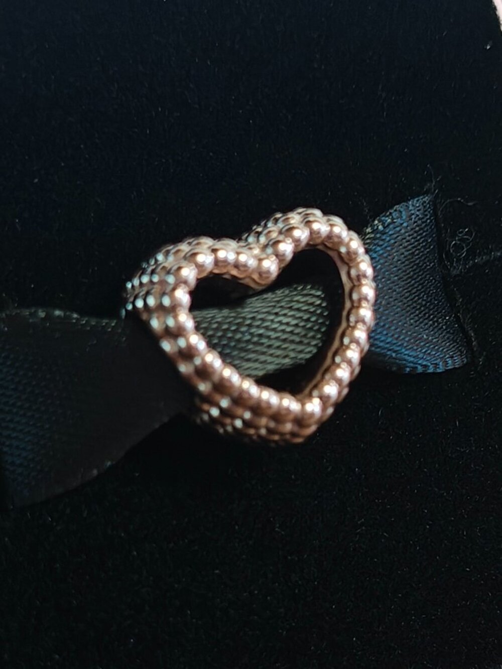 Authentic Pandora Rose Beaded Heart Charm 787516 New With Tags 14K Rose Gold - Picture 11 of 12